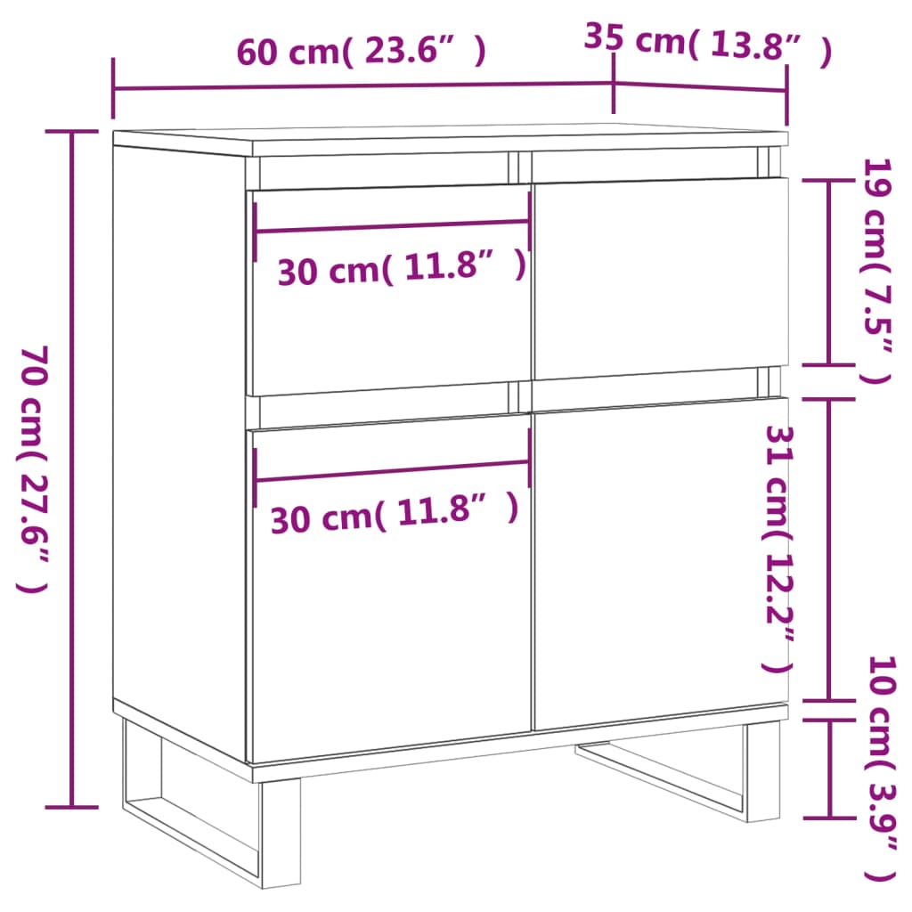 Buffet Chêne fumé 60x35x70 cm Bois d'ingénierie - XIOS
