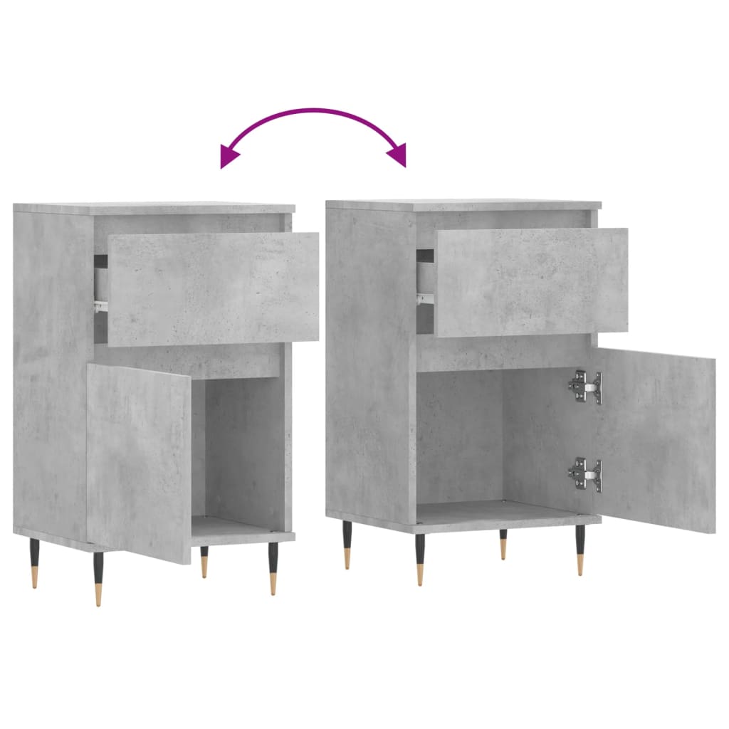 Buffets 2 pcs gris béton 40x35x70 cm bois d'ingénierie - XIOS