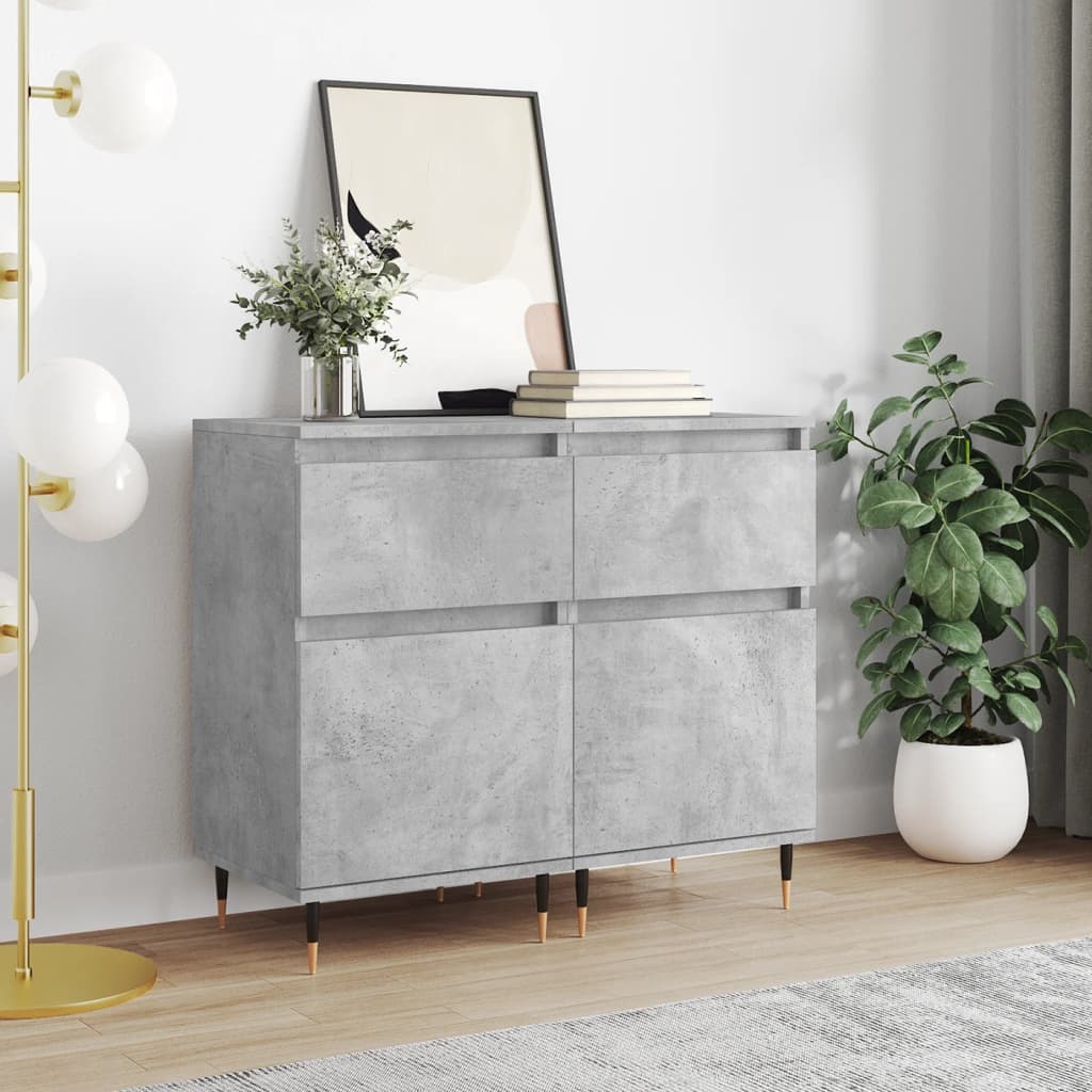 Buffets 2 pcs gris béton 40x35x70 cm bois d'ingénierie - XIOS