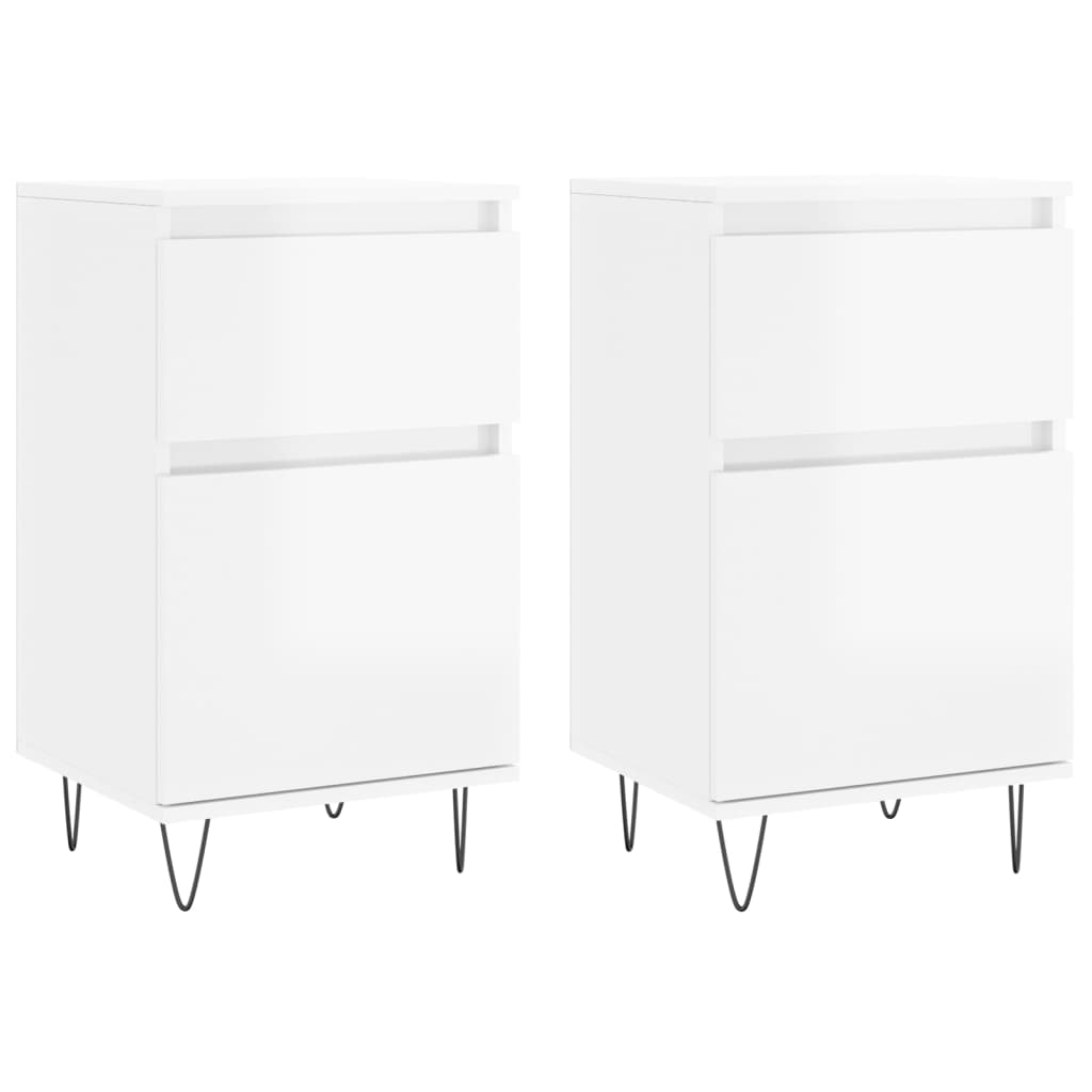 Buffets 2 pcs blanc brillant 40x35x70 cm bois d'ingénierie - XIOS