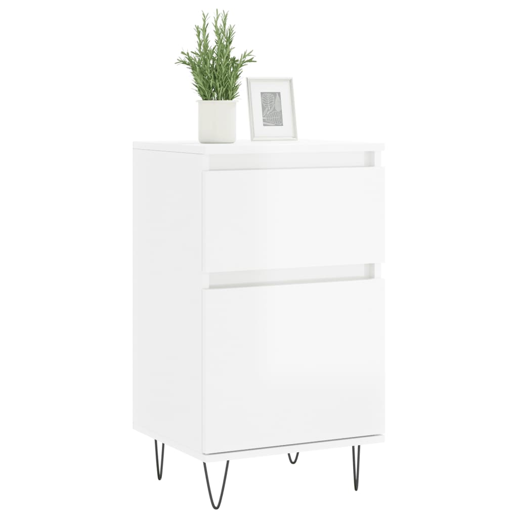 Buffets 2 pcs blanc brillant 40x35x70 cm bois d'ingénierie - XIOS