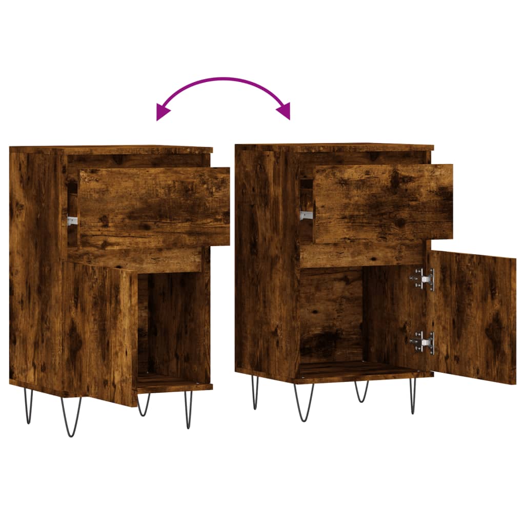 Buffets 2 pcs chêne fumé 40x35x70 cm bois d'ingénierie - XIOS