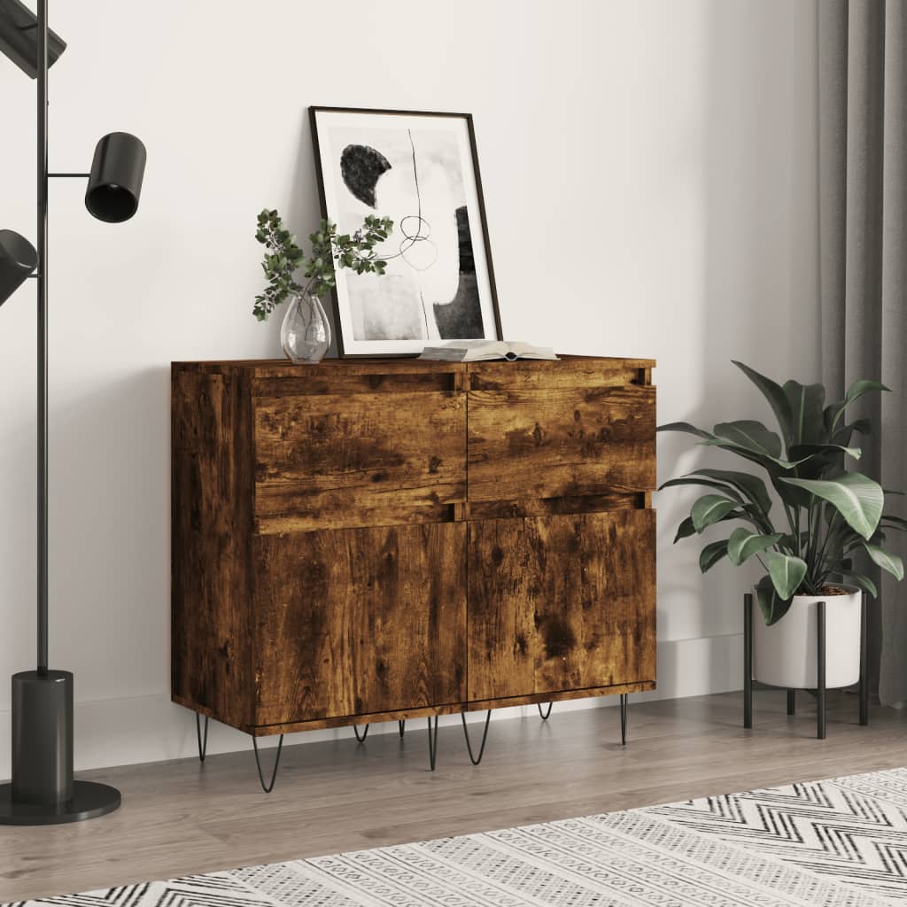 Buffets 2 pcs chêne fumé 40x35x70 cm bois d'ingénierie - XIOS