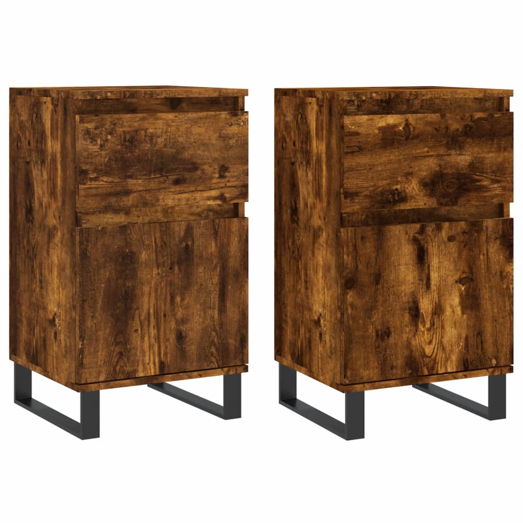 Buffets 2 pcs chêne fumé 40x35x70 cm bois d'ingénierie - XIOS