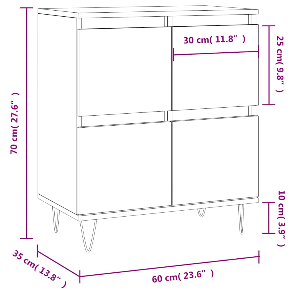Buffet Gris béton 60x35x70 cm Bois d'ingénierie - XIOS