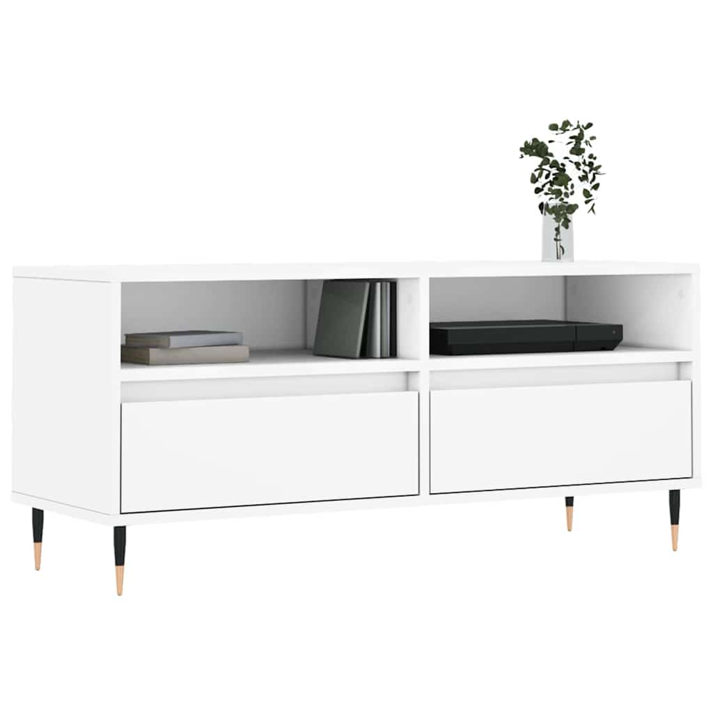 Meuble TV blanc 100x34,5x44,5 cm bois d'ingénierie - XIOS