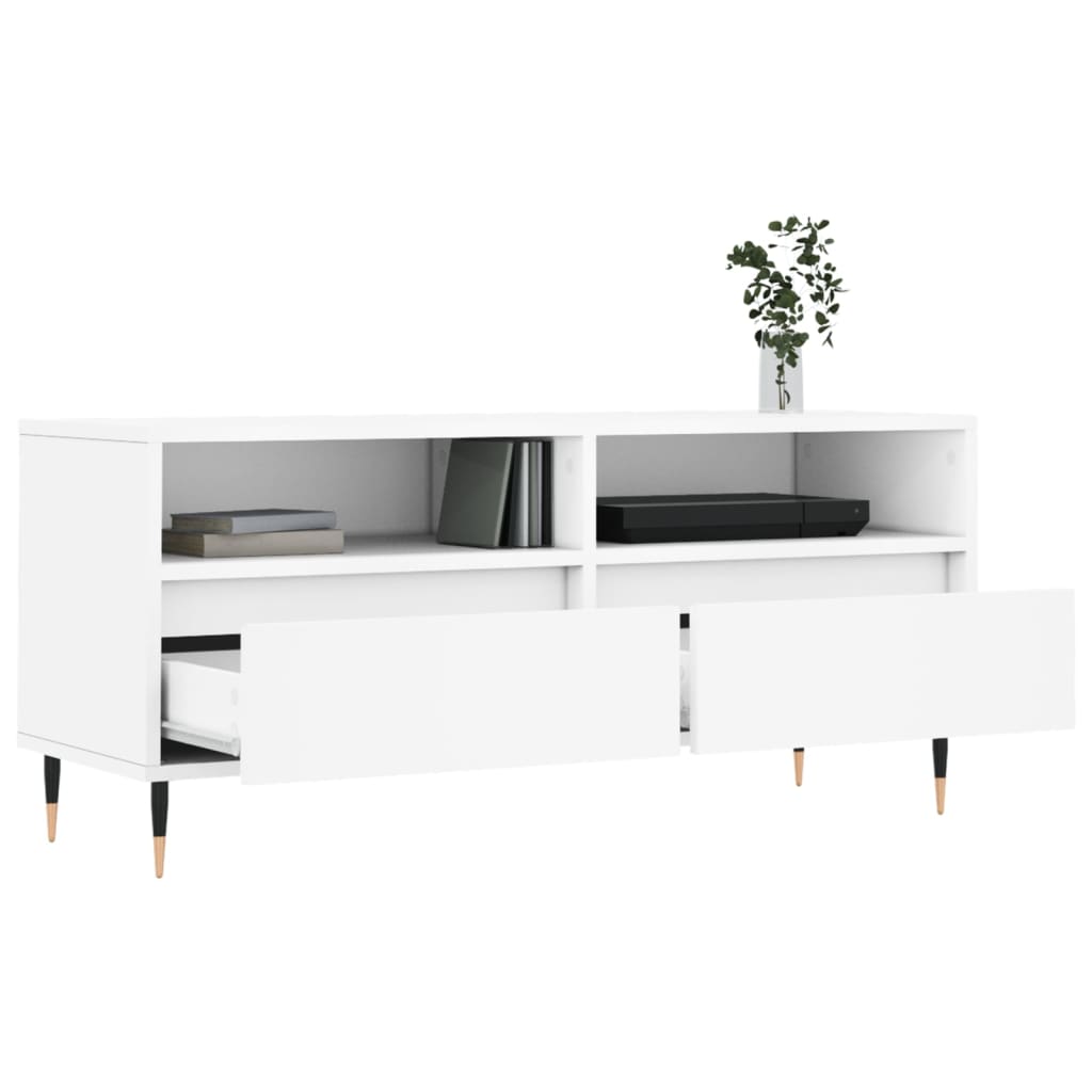 Meuble TV blanc 100x34,5x44,5 cm bois d'ingénierie - XIOS
