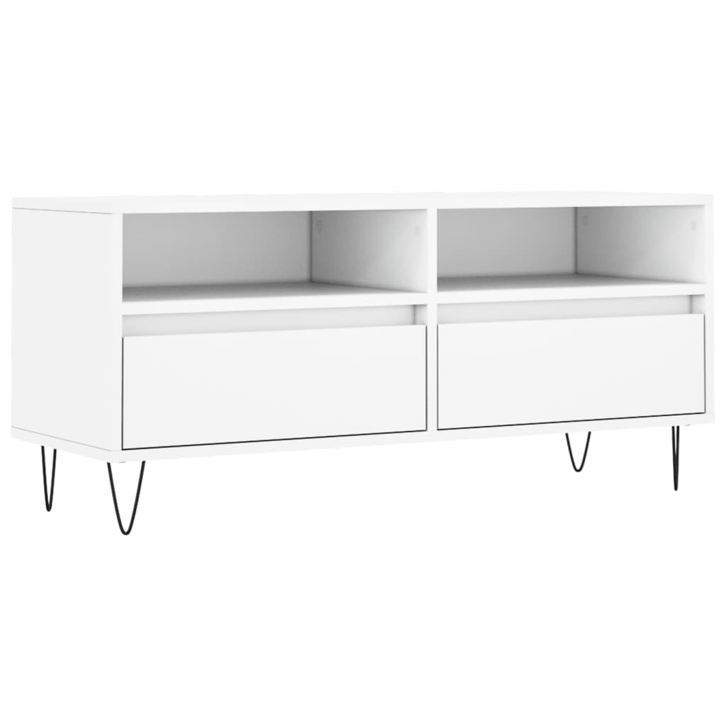 Meuble TV blanc 100x34,5x44,5 cm bois d'ingénierie - XIOS