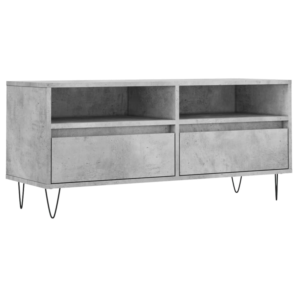 Meuble TV gris béton 100x34,5x44,5 cm bois d'ingénierie - XIOS