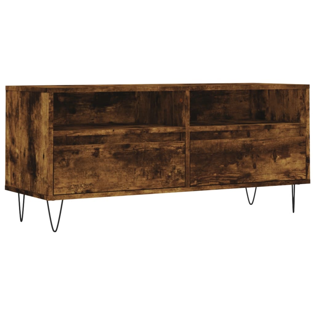 Meuble TV chêne fumé 100x34,5x44,5 cm bois d'ingénierie - XIOS