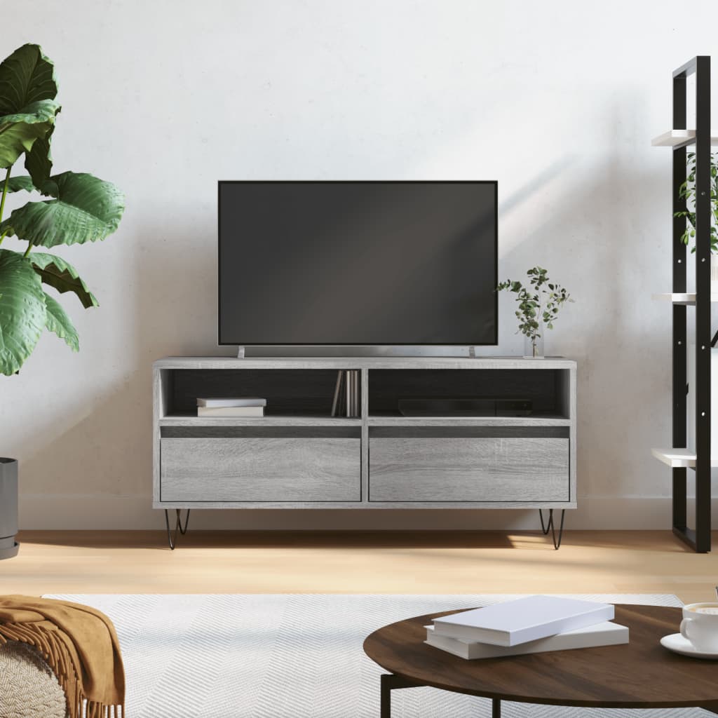 Meuble TV sonoma gris 100x34,5x44,5 cm bois d'ingénierie - XIOS