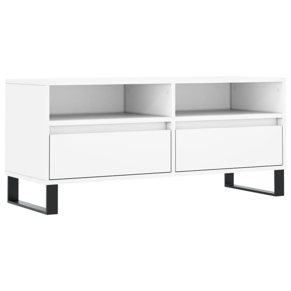 Meuble TV blanc 100x34,5x44,5 cm bois d'ingénierie - XIOS