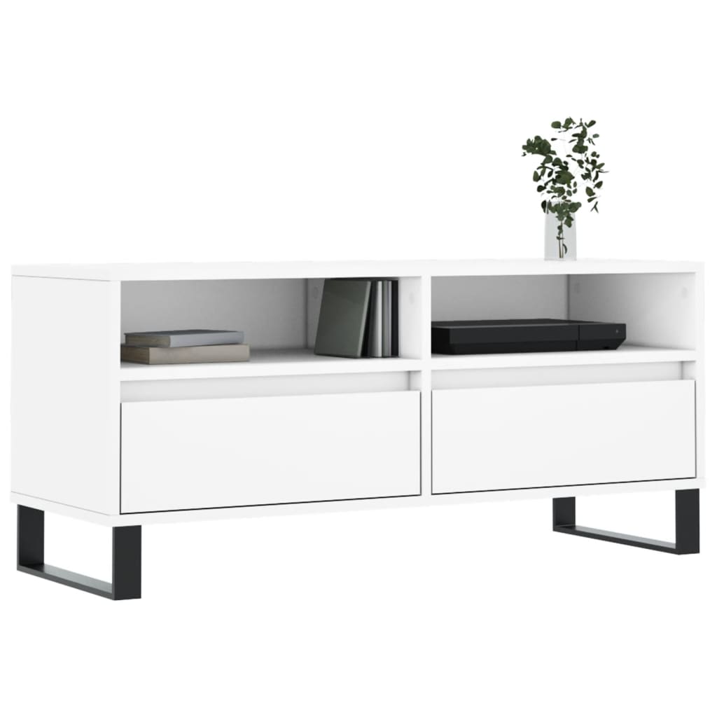 Meuble TV blanc 100x34,5x44,5 cm bois d'ingénierie - XIOS