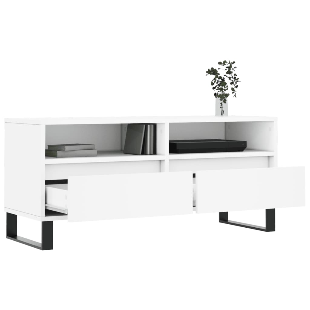 Meuble TV blanc 100x34,5x44,5 cm bois d'ingénierie - XIOS