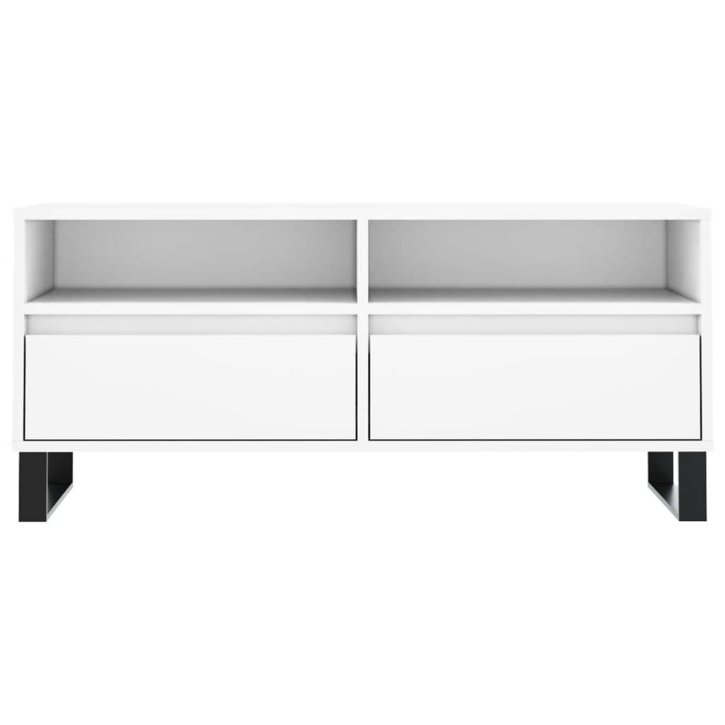 Meuble TV blanc 100x34,5x44,5 cm bois d'ingénierie - XIOS