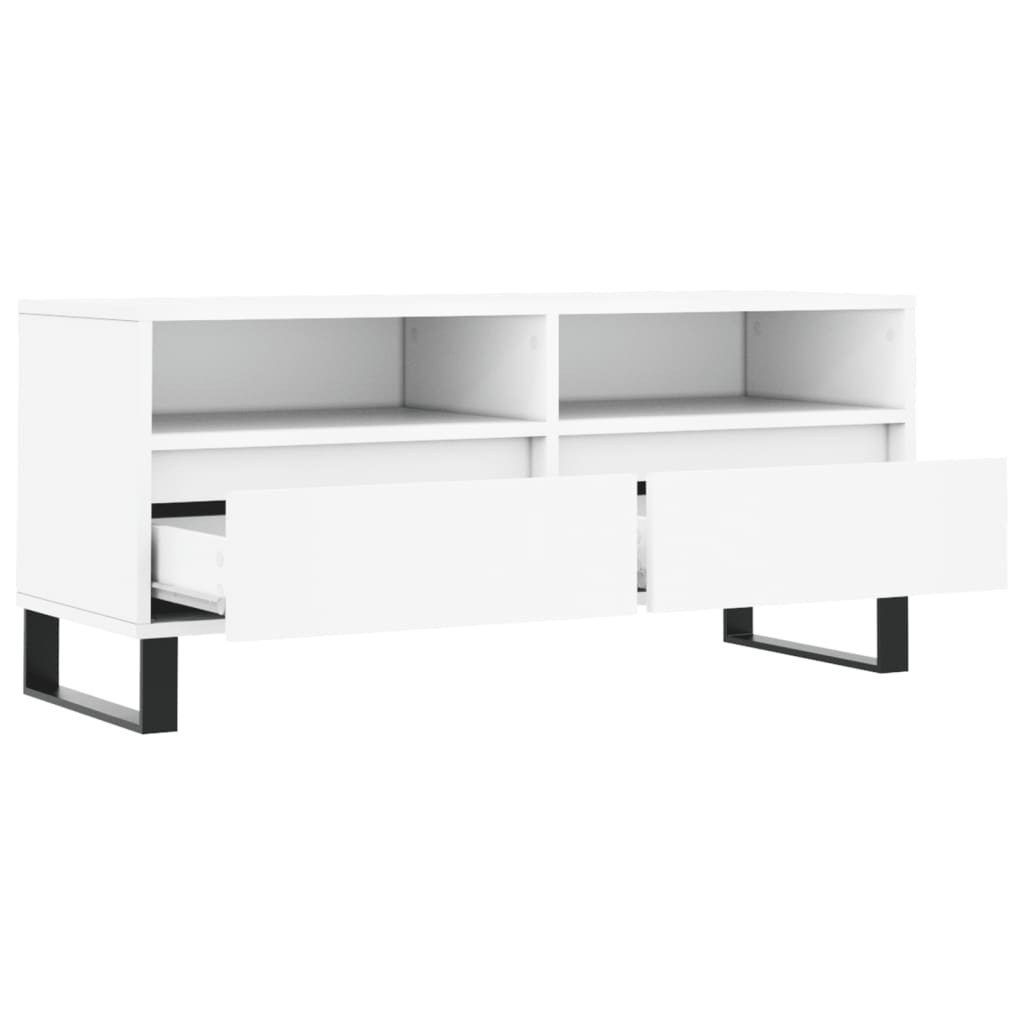 Meuble TV blanc 100x34,5x44,5 cm bois d'ingénierie - XIOS