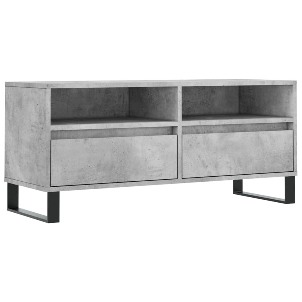 Meuble TV gris béton 100x34,5x44,5 cm bois d'ingénierie - XIOS
