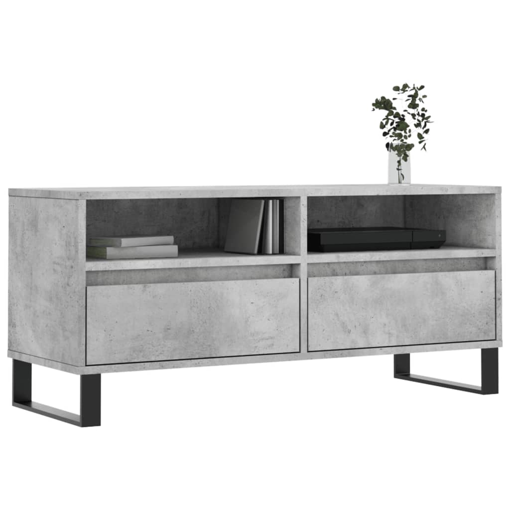 Meuble TV gris béton 100x34,5x44,5 cm bois d'ingénierie - XIOS