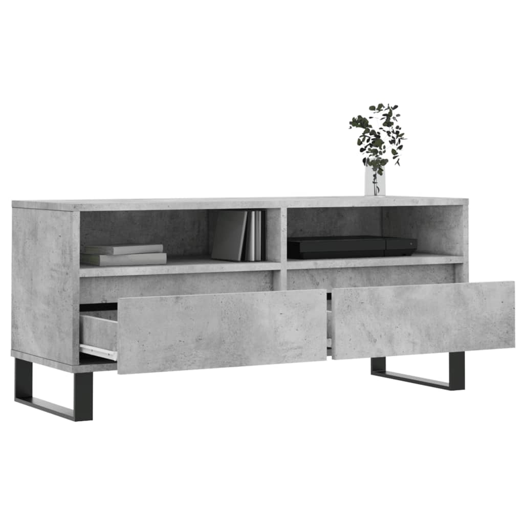 Meuble TV gris béton 100x34,5x44,5 cm bois d'ingénierie - XIOS