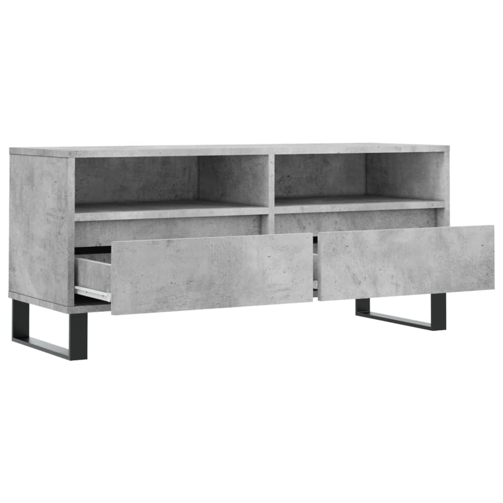 Meuble TV gris béton 100x34,5x44,5 cm bois d'ingénierie - XIOS
