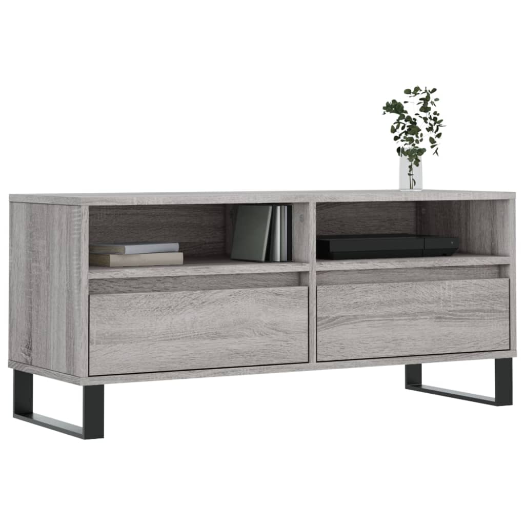 Meuble TV sonoma gris 100x34,5x44,5 cm bois d'ingénierie - XIOS