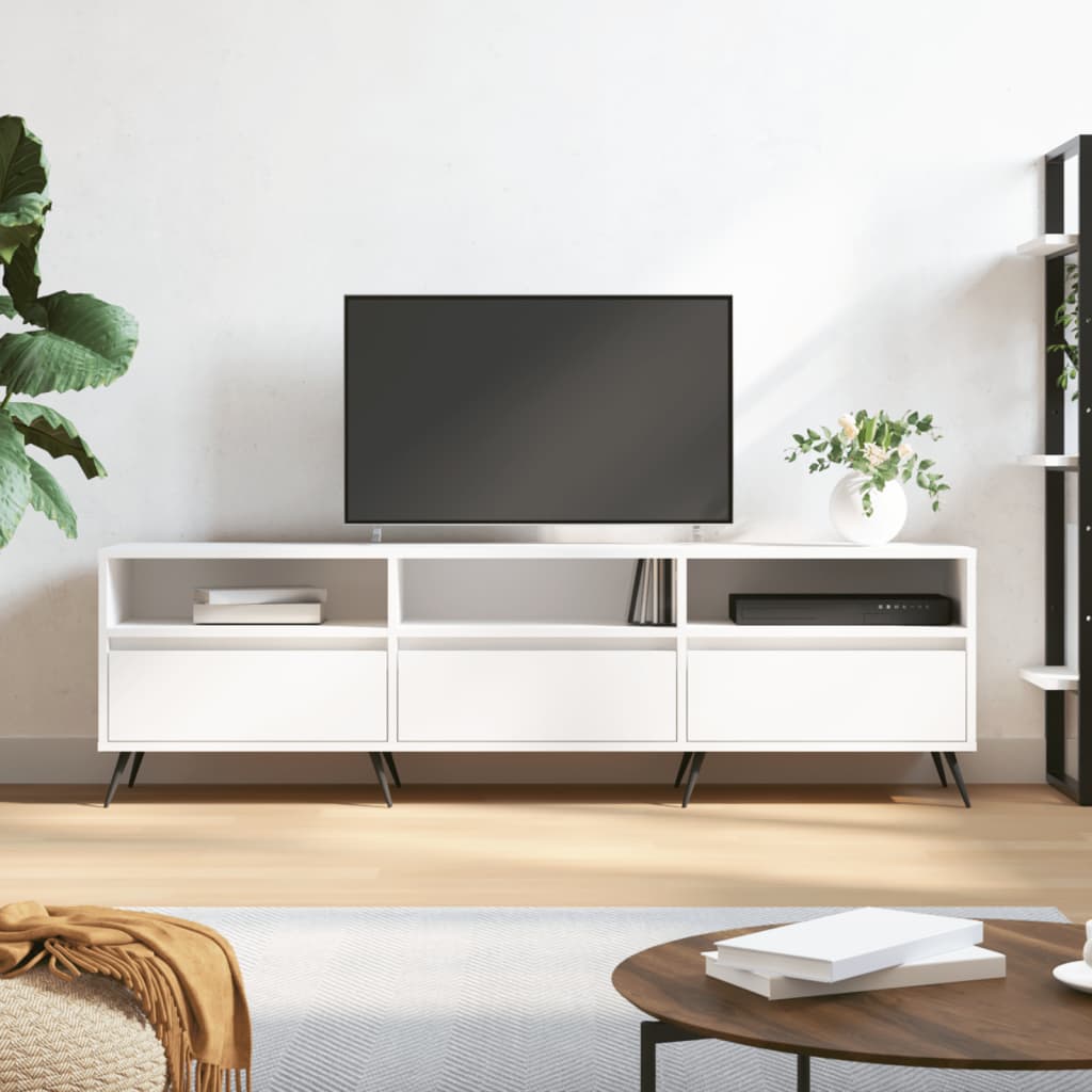 Meuble TV blanc 150x30x44,5 cm bois d'ingénierie - XIOS