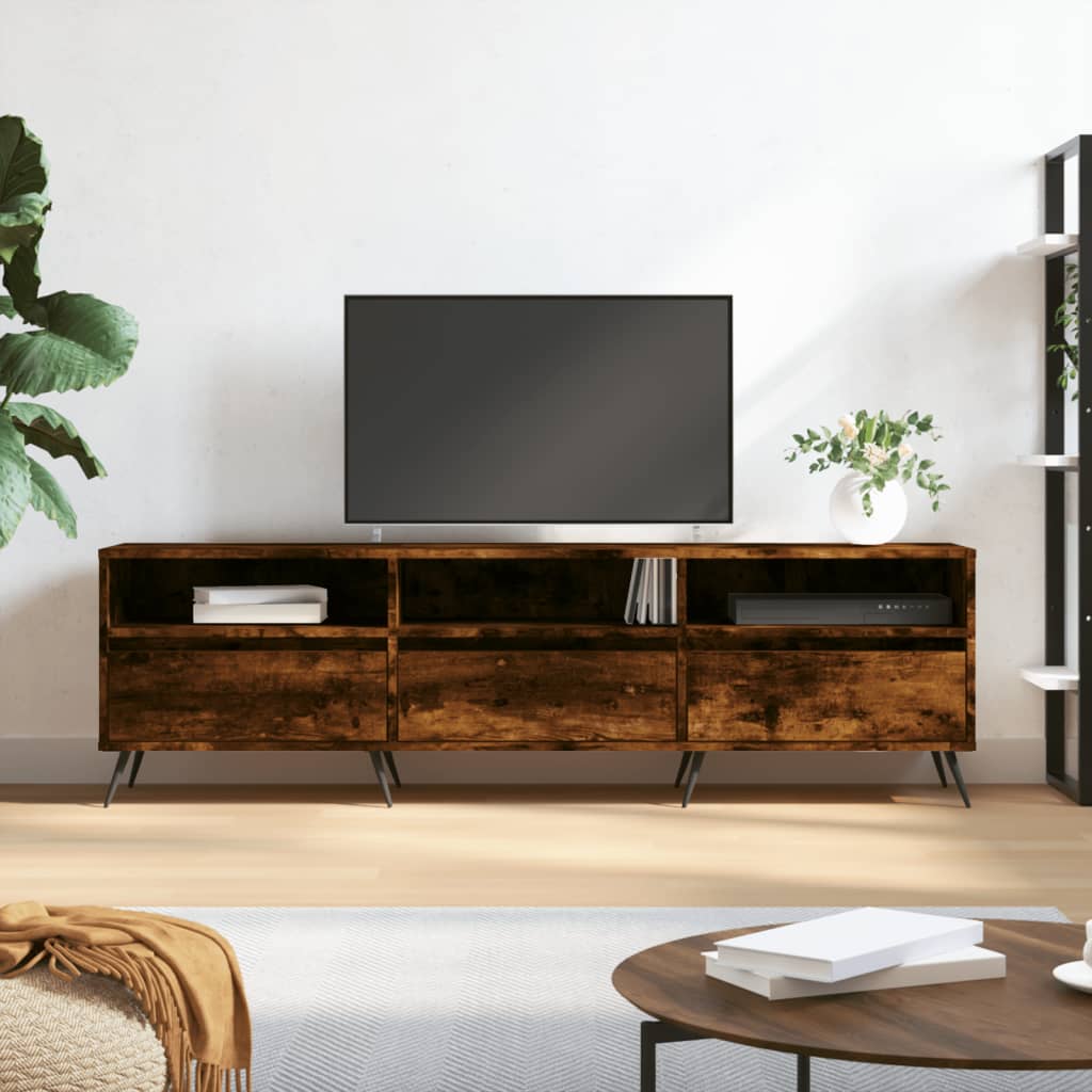 Meuble TV chêne fumé 150x30x44,5 cm bois d'ingénierie - XIOS