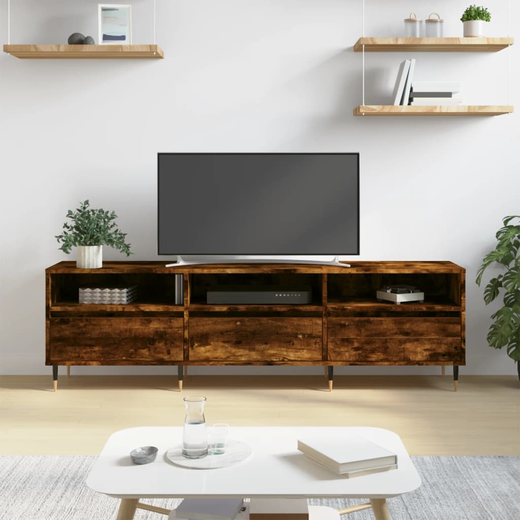 Meuble TV chêne fumé 150x30x44,5 cm bois d'ingénierie - XIOS