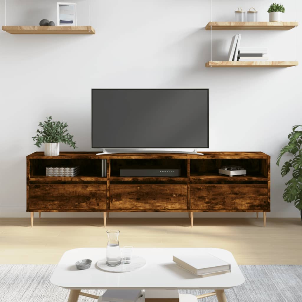 Meuble TV chêne fumé 150x30x44,5 cm bois d'ingénierie - XIOS