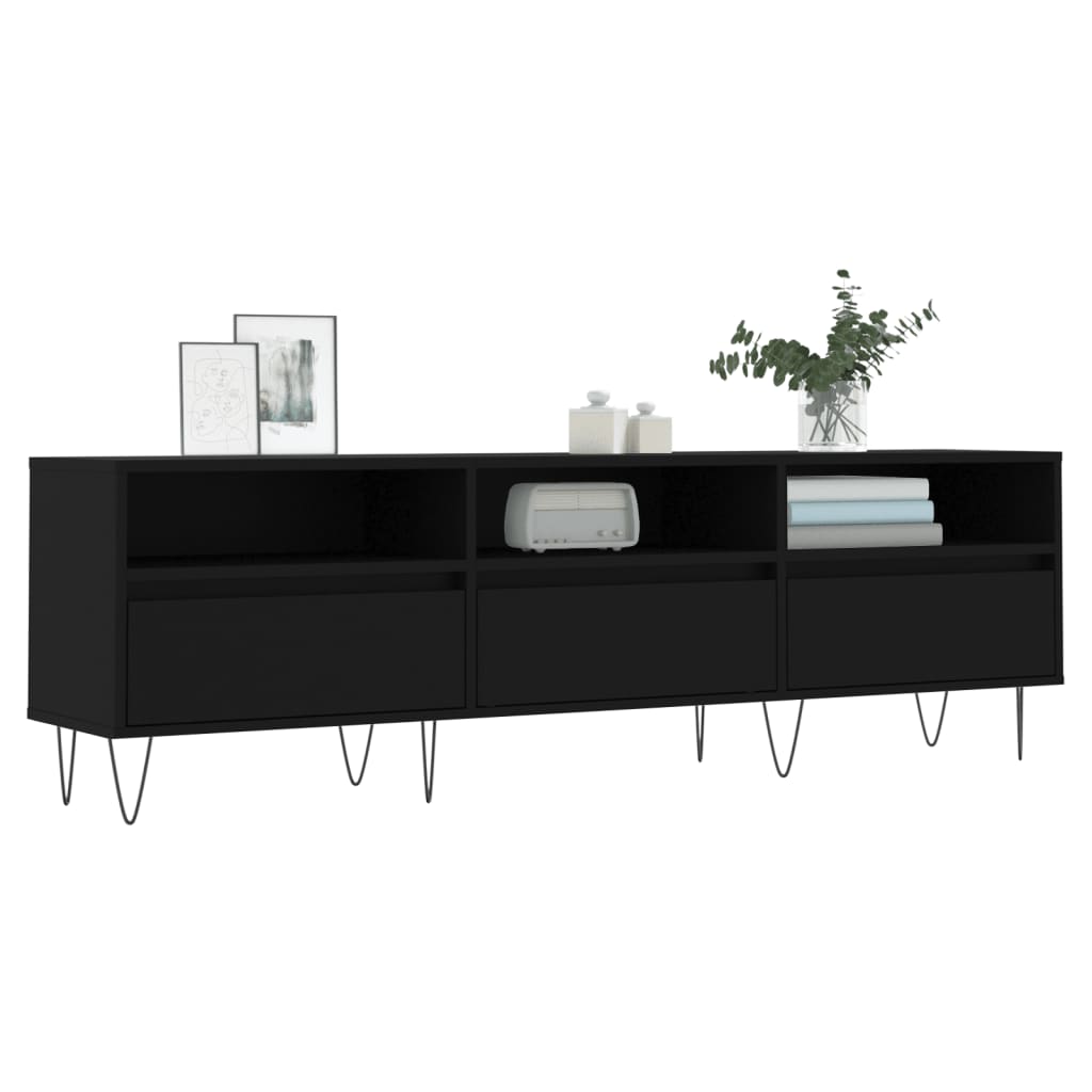 Meuble TV noir 150x30x44,5 cm bois d'ingénierie - XIOS