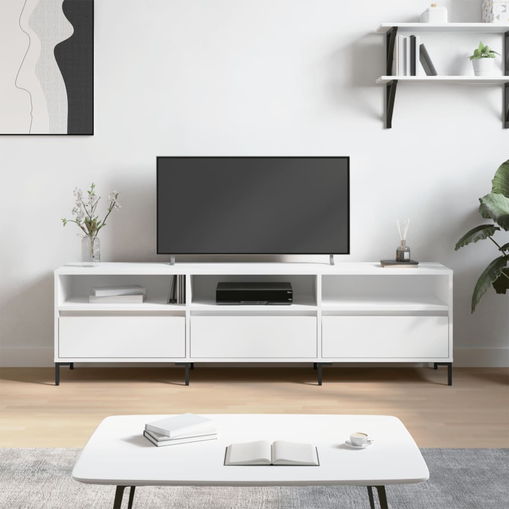 Meuble TV blanc 150x30x44,5 cm bois d'ingénierie - XIOS