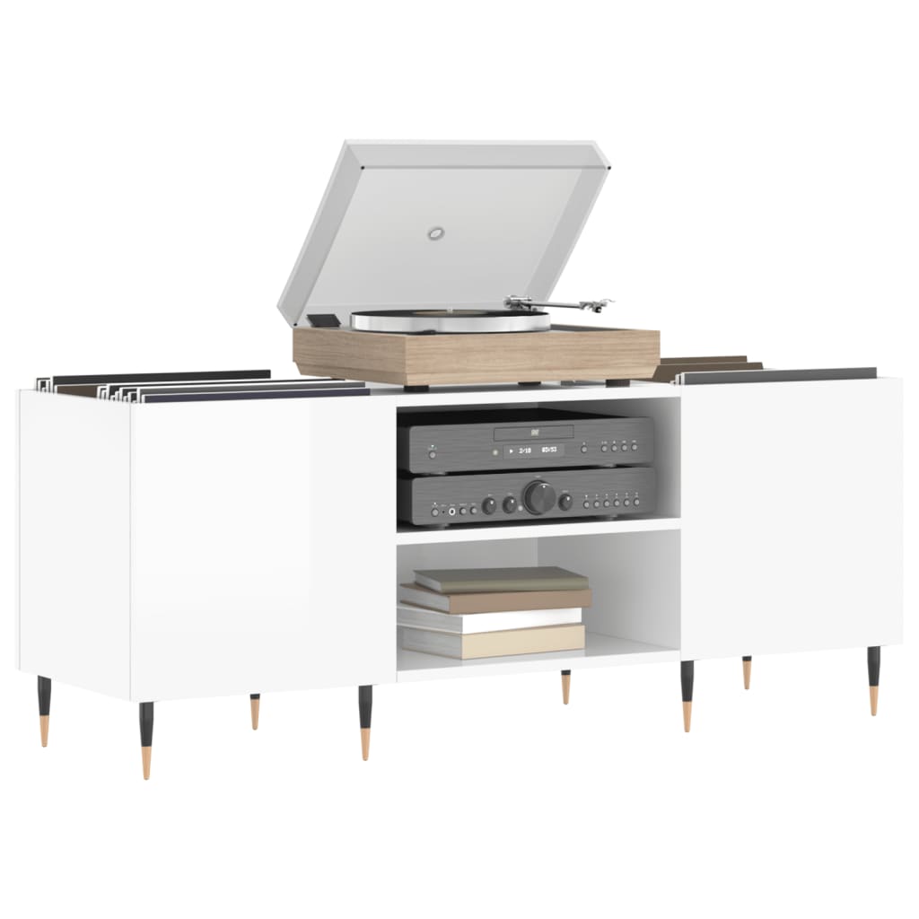 Armoire à disques blanc brillant 121x38x48 cm bois d'ingénierie - XIOS