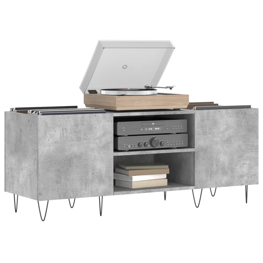 Armoire à disques gris béton 121x38x48 cm bois d'ingénierie - XIOS