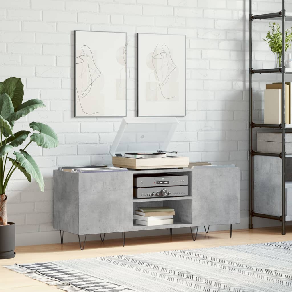 Armoire à disques gris béton 121x38x48 cm bois d'ingénierie - XIOS