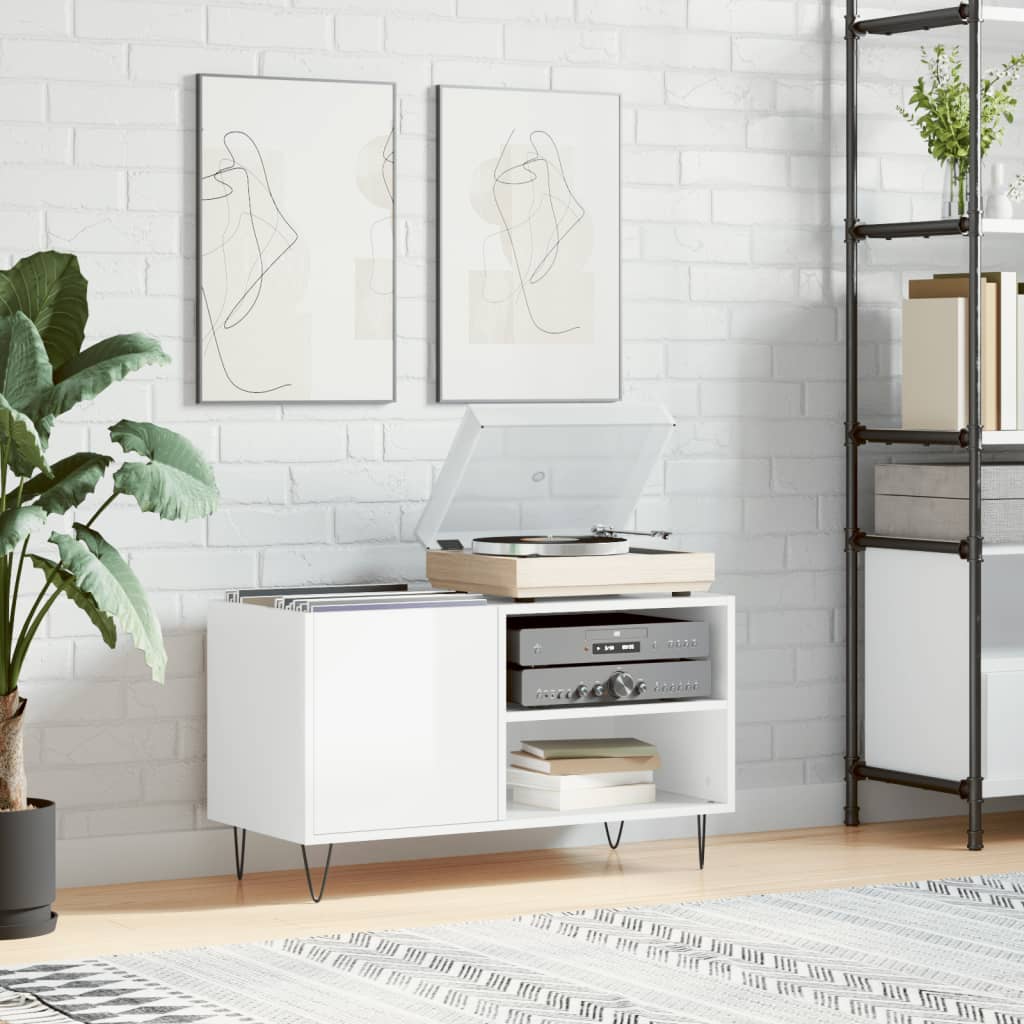 Armoire à disques blanc brillant 85x38x48 cm bois d'ingénierie - XIOS