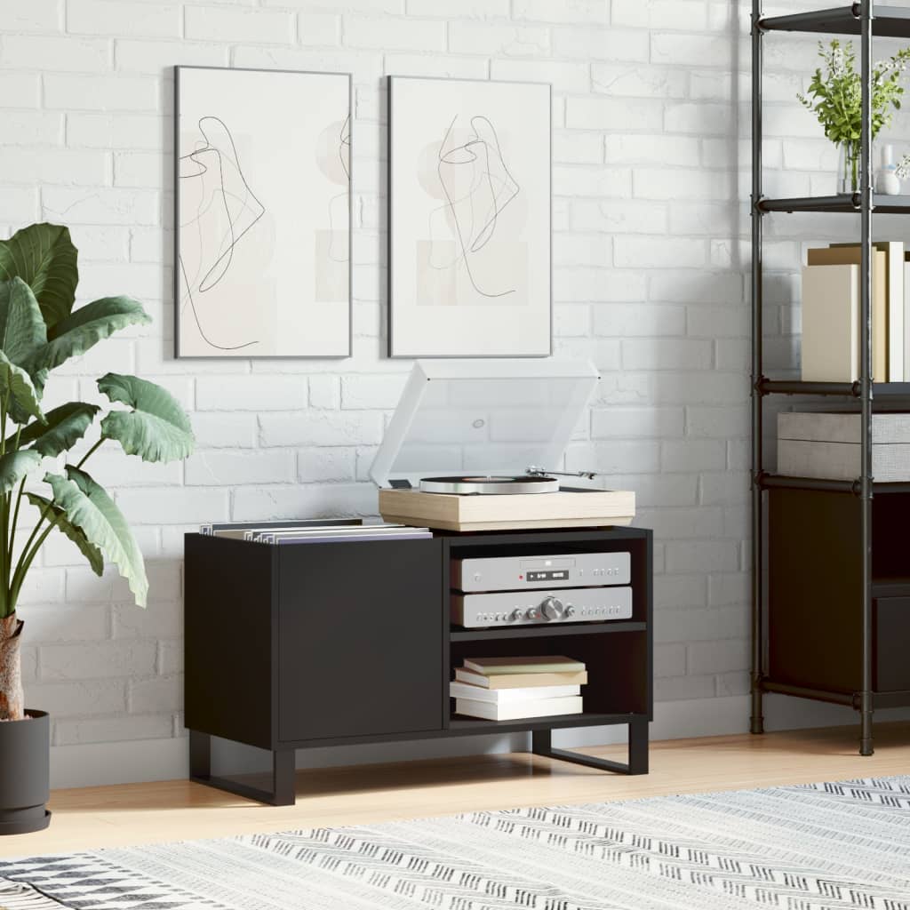 Armoire à disques noir 85x38x48 cm bois d'ingénierie - XIOS