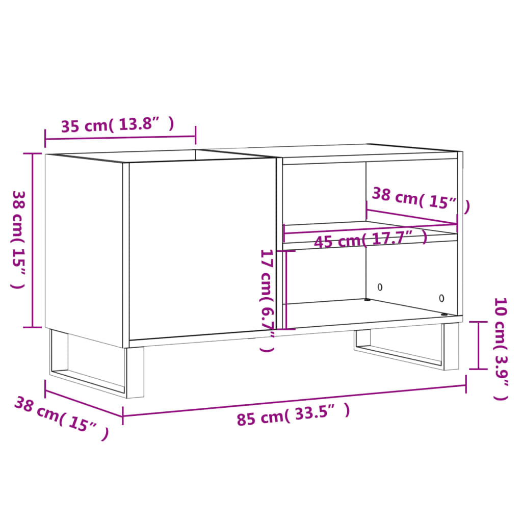 Armoire à disques chêne fumé 85x38x48 cm bois d'ingénierie - XIOS