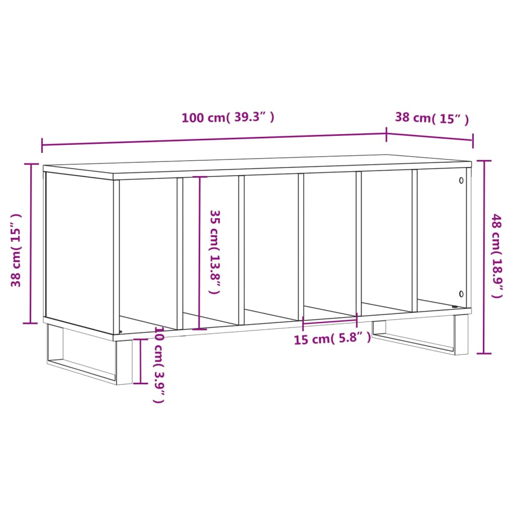 Armoire à disques chêne fumé 100x38x48 cm bois d'ingénierie - XIOS