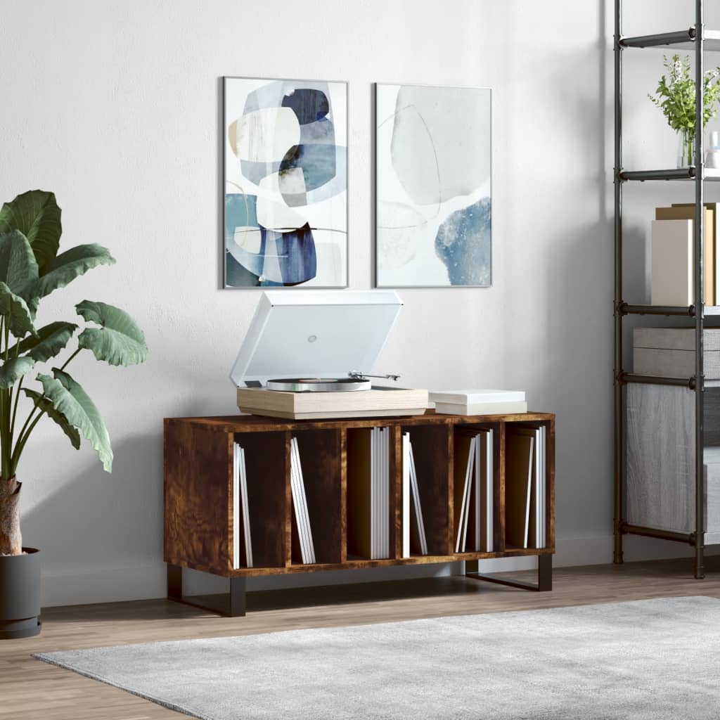 Armoire à disques chêne fumé 100x38x48 cm bois d'ingénierie - XIOS