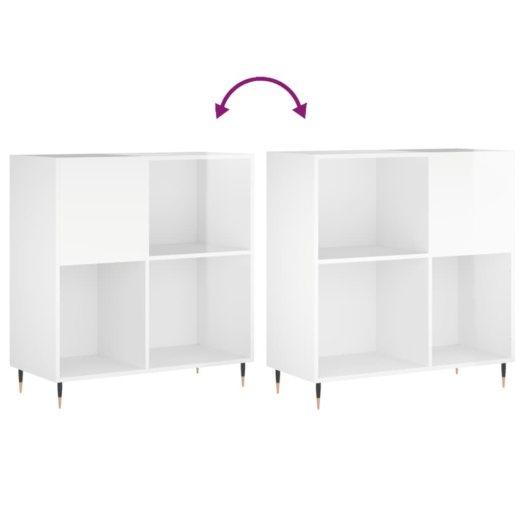 Armoire à disques blanc brillant 84,5x38x89cm bois d'ingénierie - XIOS