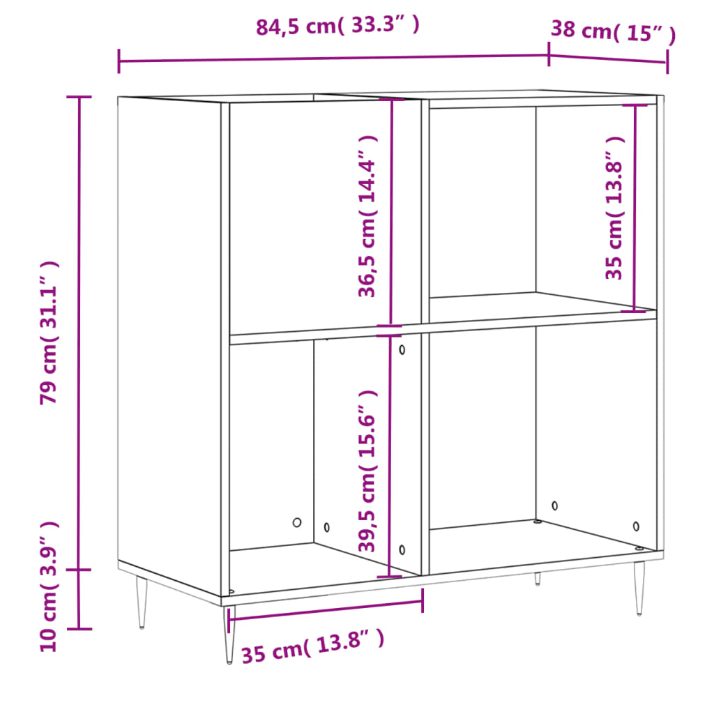 Armoire à disques chêne fumé 84,5x38x89 cm bois d'ingénierie - XIOS