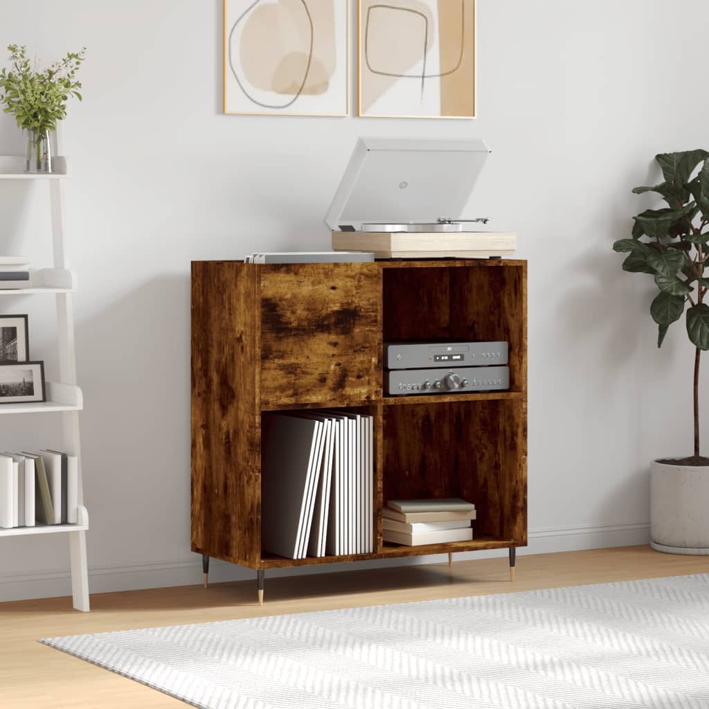Armoire à disques chêne fumé 84,5x38x89 cm bois d'ingénierie - XIOS