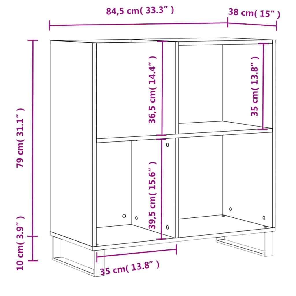 Armoire à disques gris béton 84,5x38x89 cm bois d'ingénierie - XIOS