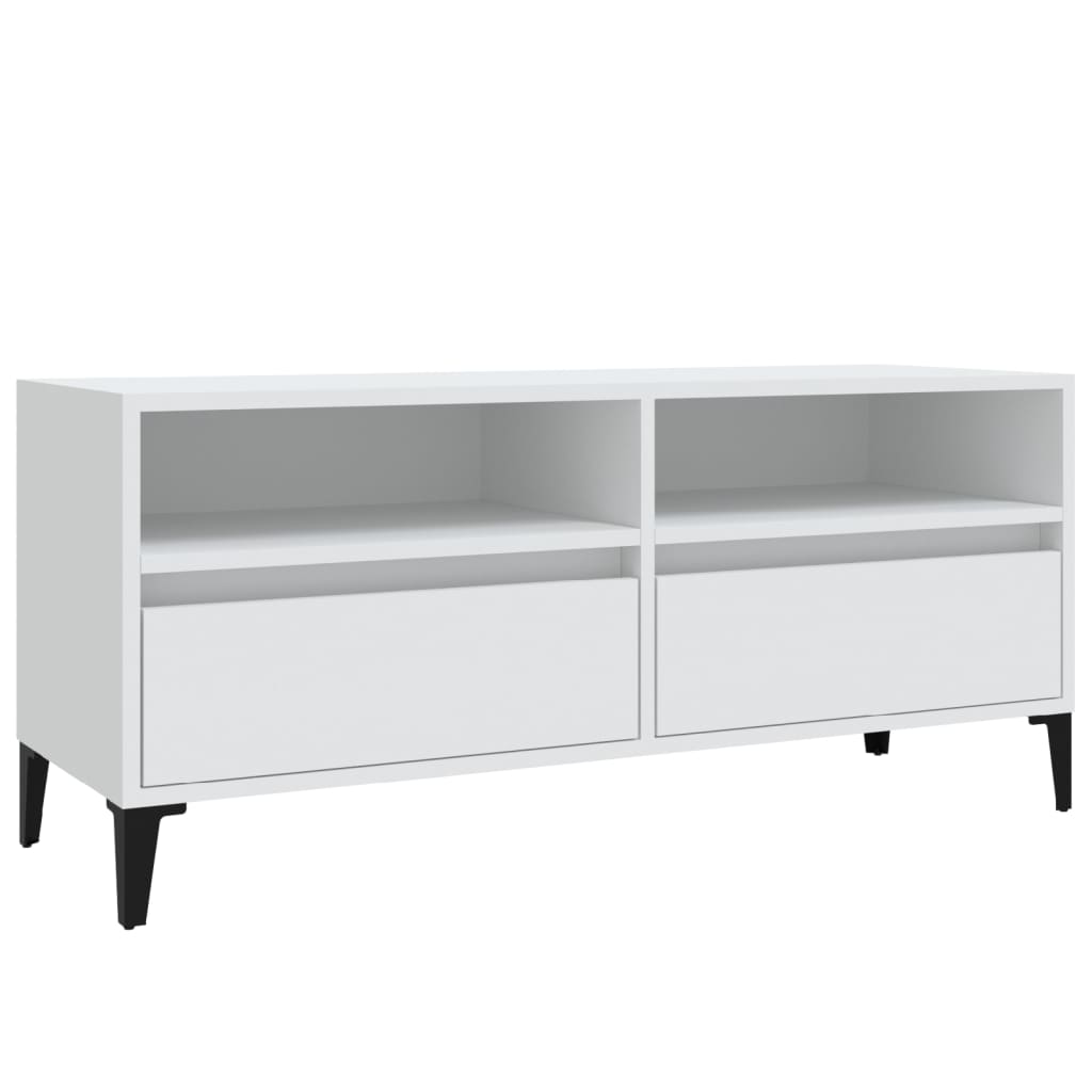 Meuble TV blanc 100x34,5x44,5 cm bois d'ingénierie - XIOS