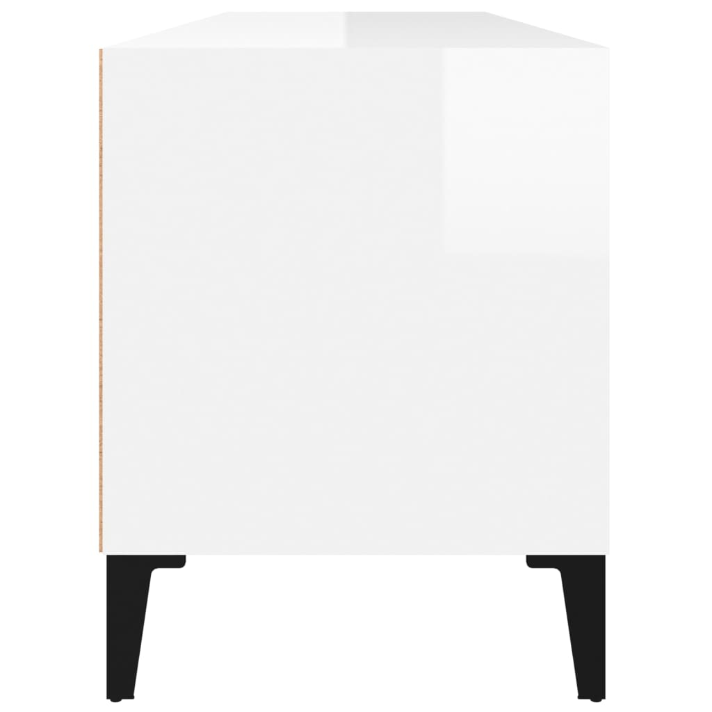 Meuble TV blanc brillant 100x34,5x44,5 cm bois d'ingénierie - XIOS