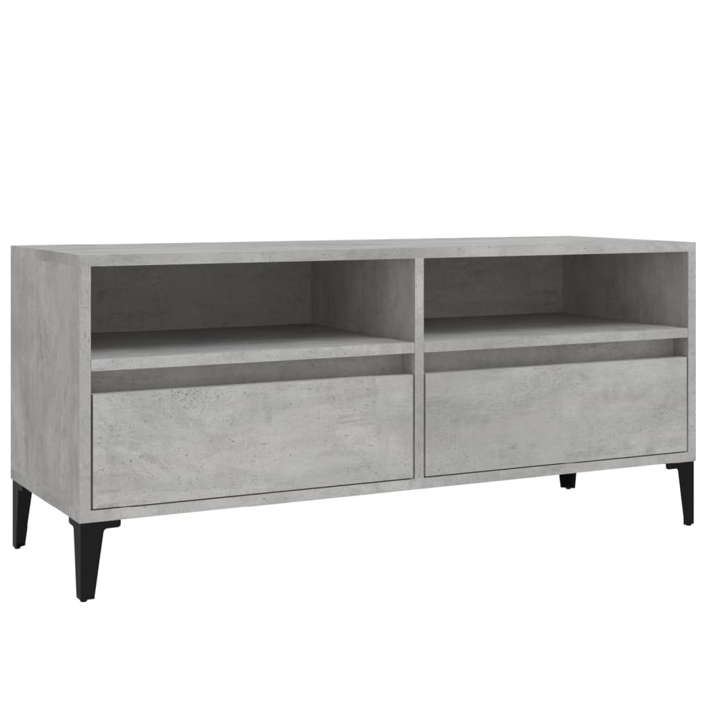 Meuble TV gris béton 100x34,5x44,5 cm bois d'ingénierie - XIOS