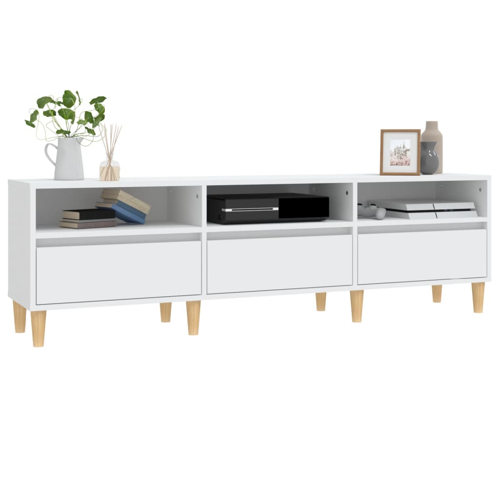 Meuble TV blanc 150x30x44,5 cm bois d'ingénierie - XIOS