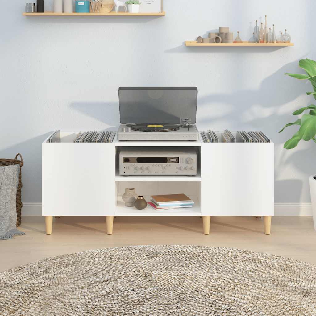Armoire à disques blanc brillant 121x38x48 cm bois d'ingénierie - XIOS