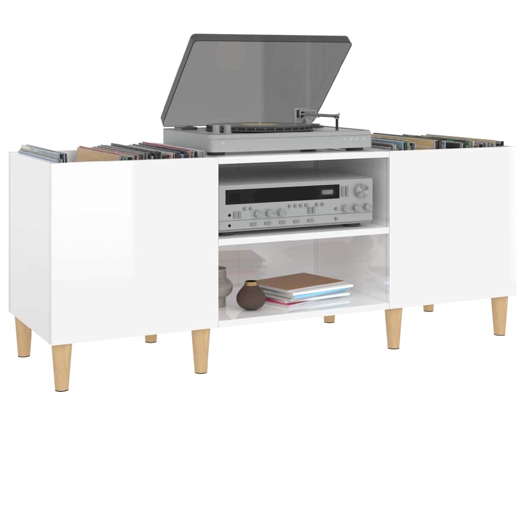 Armoire à disques blanc brillant 121x38x48 cm bois d'ingénierie - XIOS