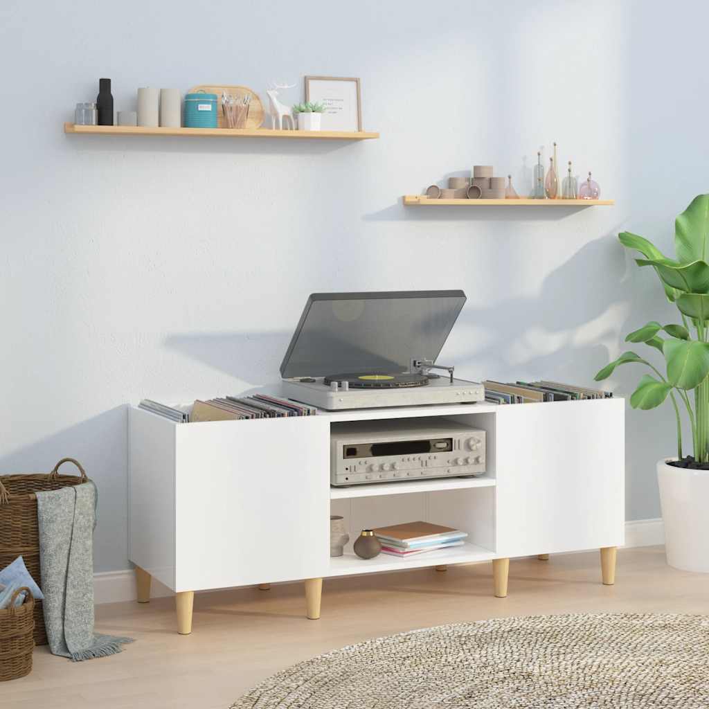 Armoire à disques blanc brillant 121x38x48 cm bois d'ingénierie - XIOS